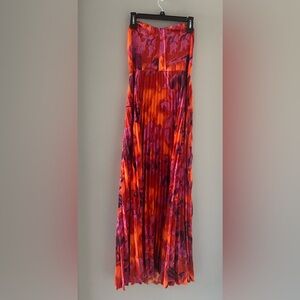 Vibrant Orange and Pink Pleated Skirt